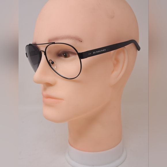 Burberry Men's Aviator Sunglasses Frames Only Pilot Black Metal B3086 59-15-140 - Picture 2 of 15